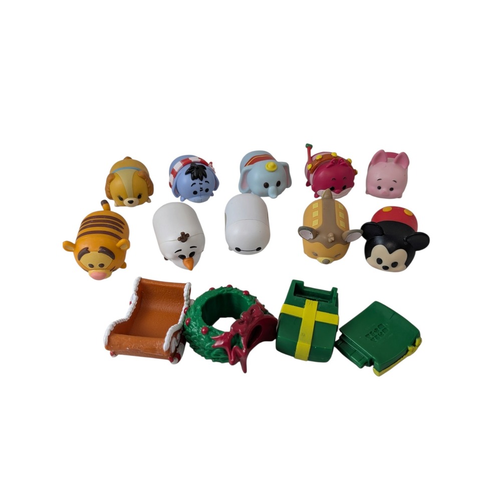 Disney Tsum Tsum Holiday Christmas Figures Lot Mickey Olaf Eeyore Dumbo 16pc 2"